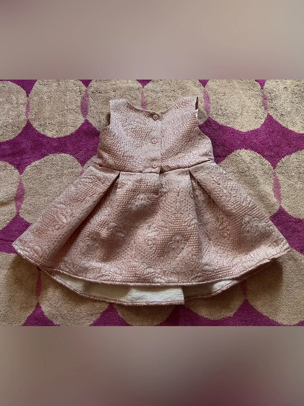 TCP Sleeveless Rose Gold Metallic Woven Jacquard Dress - size 12-18M
